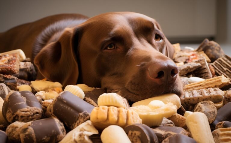 Hond met chocolade